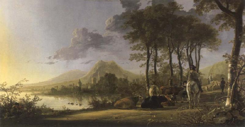 Aelbert Cuyp river landscape with horsemen and peasants Germany oil painting art